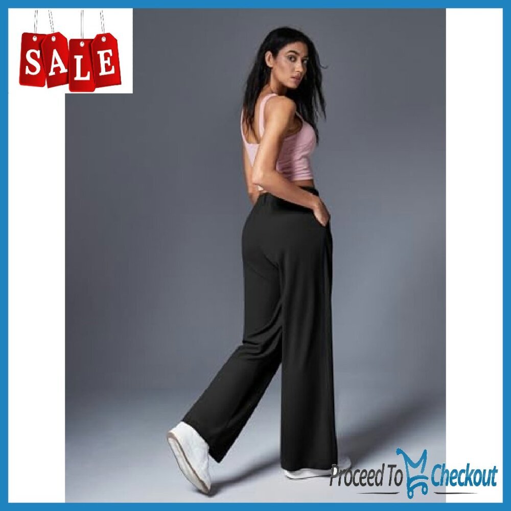 Wide Leg Work Pants High Waisted Stretchy Pull On Business Casual - Picture 6 of 8